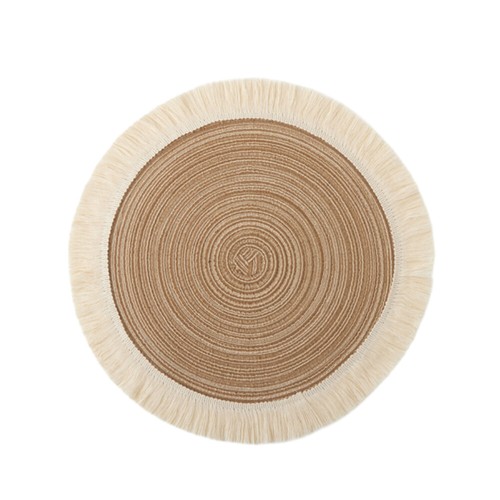 Round Tassel Woven Placemats Non-Slip Dining Table Mats Simple Classic Vintage B - Picture 2 of 15