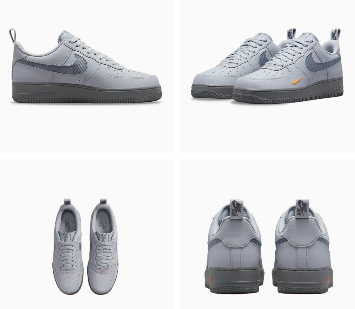 NEW Men's Nike Air Force 1 '07 LV8 Wolf Grey Kumquat DR0155