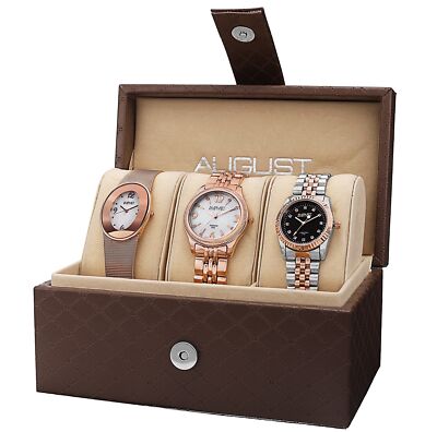AUGUST STEINER Womens Rose Gold Tone Three Watch Set 124152