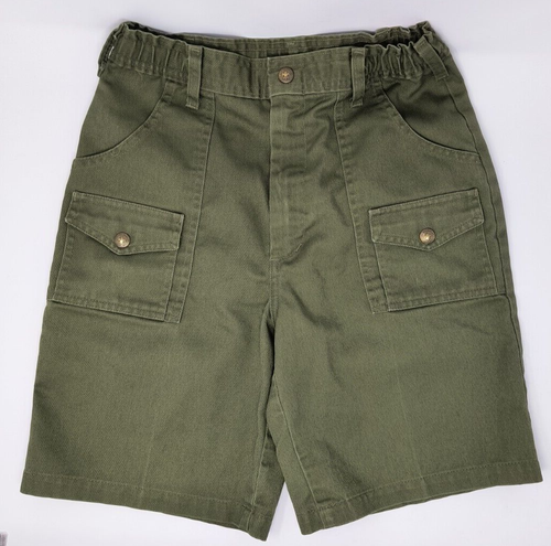 Vintage BSA Boy Scouts of America Uniform Shorts Olive Green Youth Waist 26 Sz12