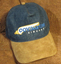 Covington Aircraft Strapback Hat Cap Adjustable Blue Denim