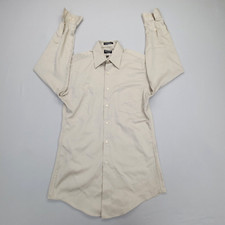 Arrow Shirt Mens 14.5 Beige Button Up Fitted Sateen Casual Comfort Stylish