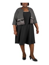 Signature Womens Gray Stretch Polka Dot Wear To Work Jacket Plus 1x