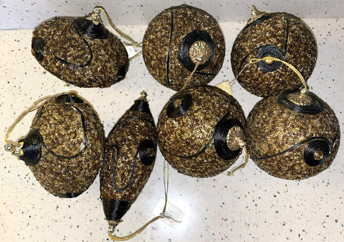 7 Large Katherine's Collection Beaded Christmas Ornaments Browns & Black - Bild 6 von 6