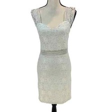 NSR Sleeveless Floral Lace Mini Dress - Ivory - size Medium