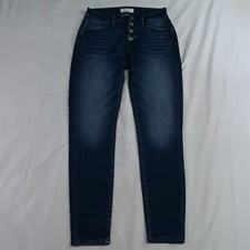 NEW KanCan 3 / 25 High Rise Skinny Exposed Button Fly Dark Denim Womens Jeans