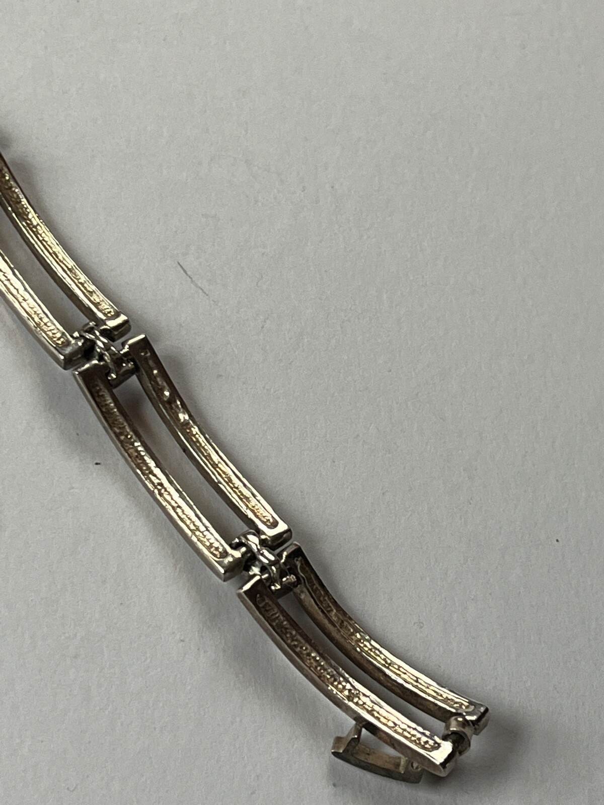 Classy Silvertone Open Rectangle w Tiny Clear Rhi… - image 11