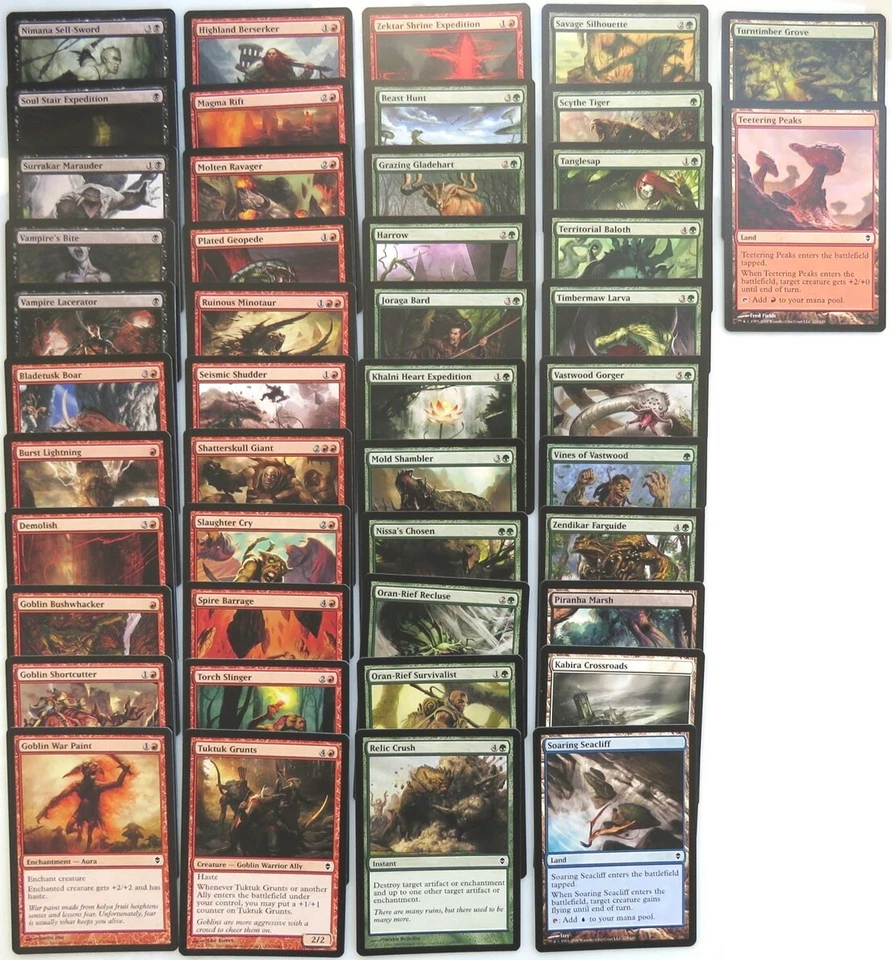 ZENDIKAR ~ Complete 101 Card COMMON SET MtG goblin expedition map vines vastwood - Image 3 of 3