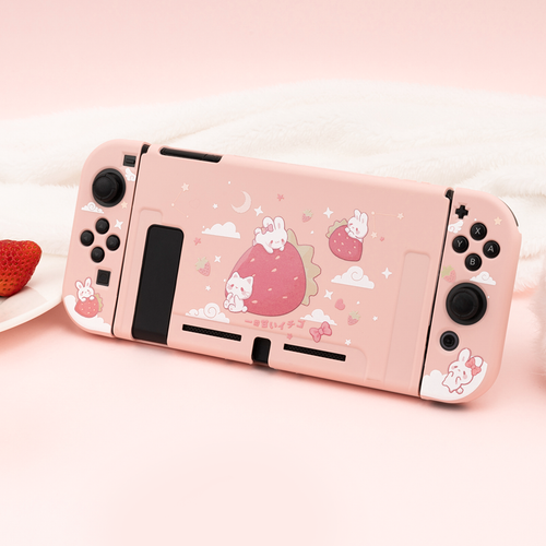 Funda protectora GeekShare para Nintendo Switch delgada carcasa blanda Strawberry Bunny - Imagen 7 de 10
