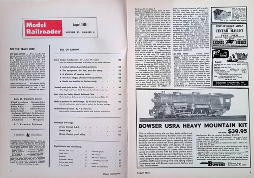 Model Railroader Magazine August 1966 Jersey Central G-4s Pacific, Valey RR Club - Picture 2 of 2