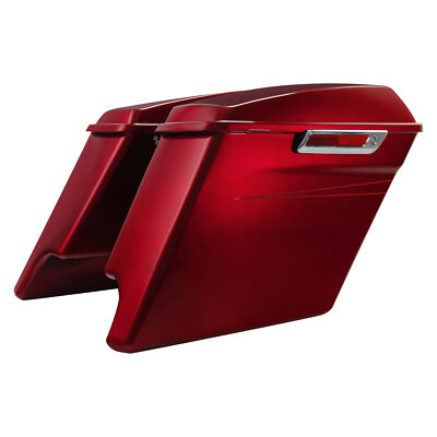 5'' Stretched Hard Saddlebags Fit For Harley Touring 2014-23 Velocity Red Sunglo