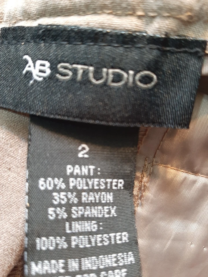 Pantalones de vestir AB Studio para mujer talla 2 poliéster tostado Foto 4 de 4