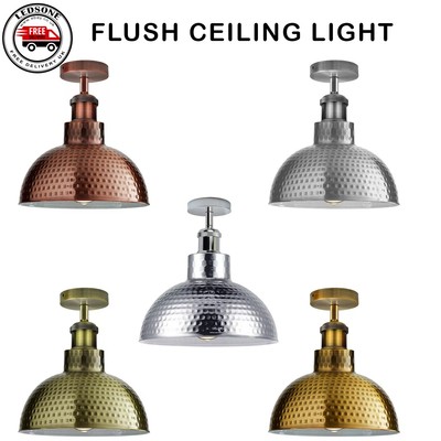 Vintage Deckenleuchte Retro Industrie Metall Unterputzhalterung Lampenschirm Deckenlampe