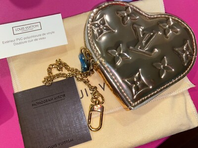 AUTH NEW LOUIS VUITTON MIRROR MIROIR HEART COIN WALLET GOLD METALLIC  w/RECEIPT