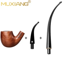MUXIANG Pearwood Churchwarden Tobacco Pipe Gandalf Reading Pipe Billiard Pipe