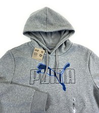 NWT PUMA Men's Raised Hoodie Sweatshirt Pocket Spell Out Gray Heather Large