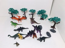 Plastic Play Dinosaurs, Trees, Rocks Pretend Plastic By Adventure Force Set EUC