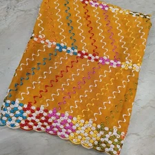 Antique Indian Dupatta Scarf Long Sequins Hand Embroidery Georgette Veil Stole L