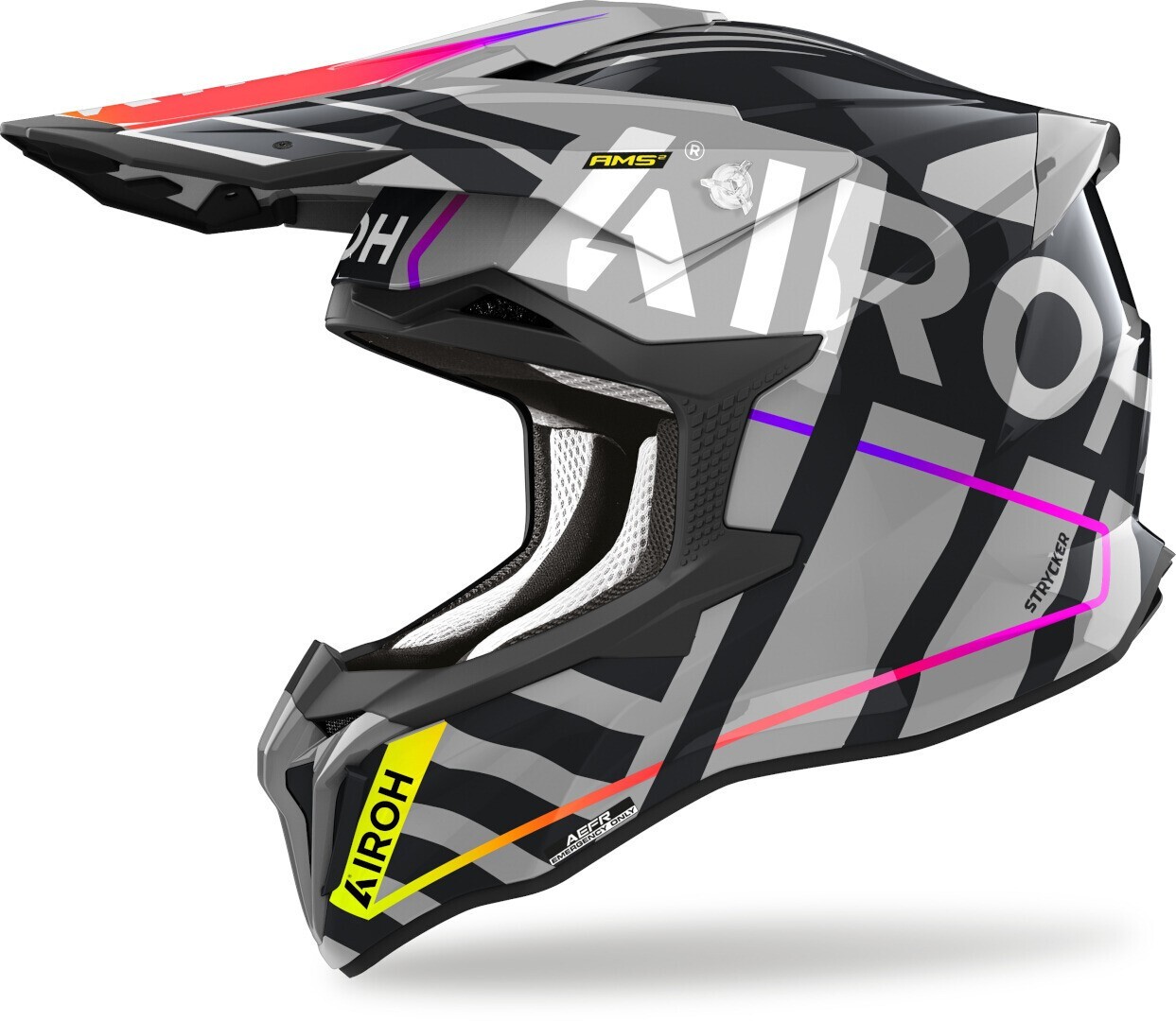 CASCO FIBRA CROSS ENDURO AIROH STRYCKER BRAVE GLOSS GREY BLACK GLOSS TG L