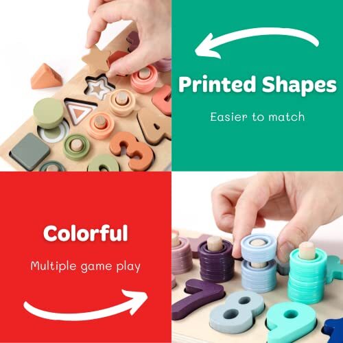 Toddler Montessori Toys Teaches Number, Counting, Math, Stacking Fun ...