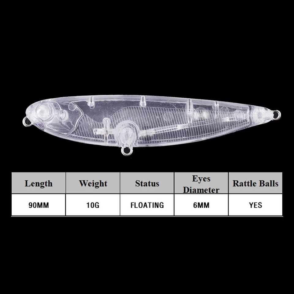 20PCS 9cm 10g Rattle Topwater Pencil Unpainted Bait Blank Fishing Lure model - Image 2 of 4