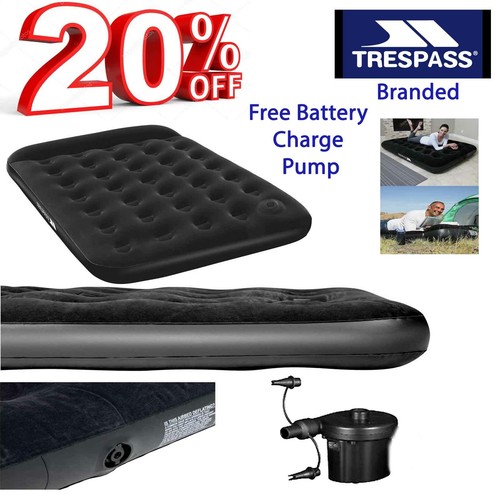 TRESPASS SINGLE inflatable Flocked Airbed Waterproof BlowUp Mattress