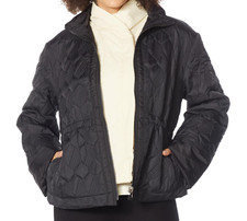 Marlawynne Women's Reversible Quilted Jacket Solid Black Large Size