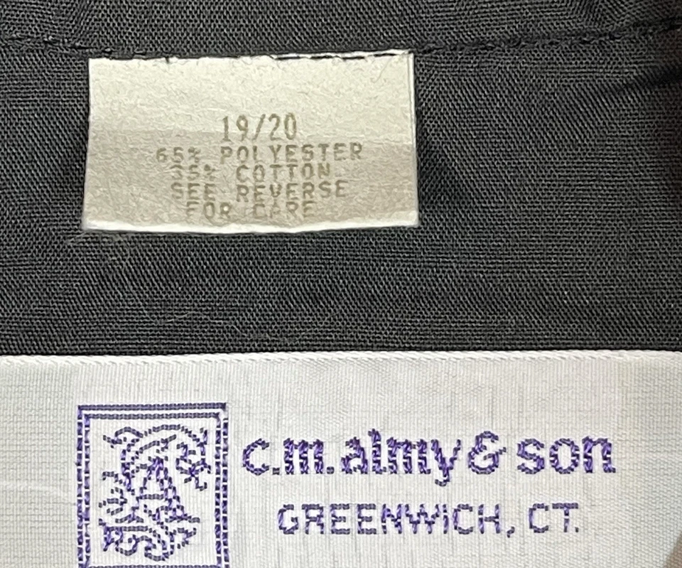 C.M. Almy & Son Black Clergy Blouse 19/20 Women’s Band Collar Short Sleeve VTG - Image 4 of 4