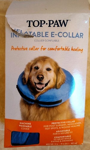 Top Paw Inflatable E -Collar; LARGE Open Box