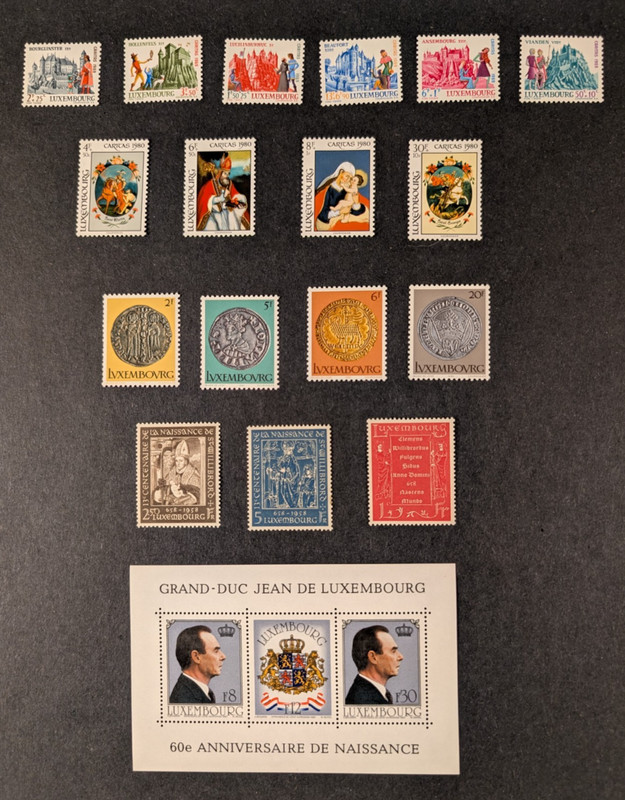 Luxembourg - Nice lot of 17 MNH stamps & 1 mini-sheet, complete sets, VF.