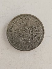 1949 British Two Shillings Florin George VI Round Coin