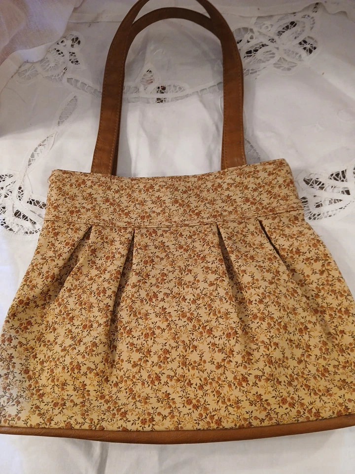  Bolso Retro Longaberger Prairie Homestead Cuero Floral Marrón Bolso. Muy bonito  Foto 3 de 4