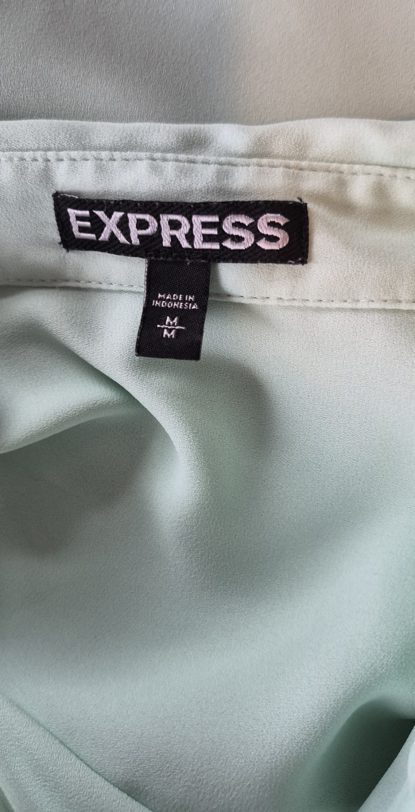 EXPRESS Medium Mint Green Button Down Long Roll T… - image 5