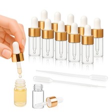 10pcs Mini Glass Dropper Bottle for Essential Oil,1ml Small Clear Sample Drop...
