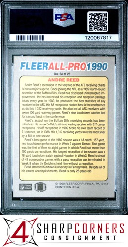 1990 FLEER ALL-PRO #24 ANDRE REED BILLS HOF PSA 10 - Picture 2 of 2