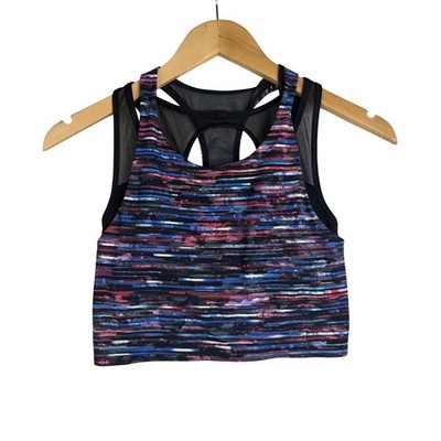 Lululemon Break Free Nulux Fabric Cropped Tank size 4 Black/Blue/Multicolor
