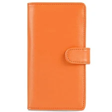  PU Leather Checkbook Cover for Register Duplicate Checks, Orange Wallet Style
