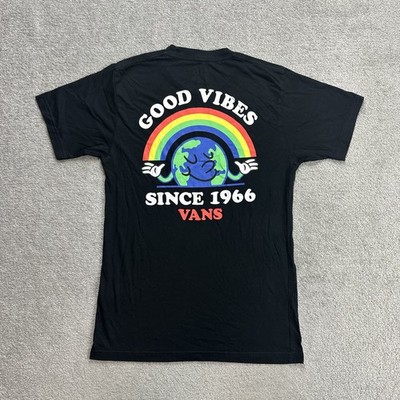 VANS Herren T-Shirt Kurzarm Gr. S Classic Retro Skate Print Logo 8601 Schwarz