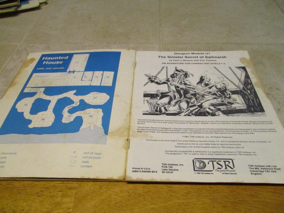 AD&D Module U1 The Sinister Secret of Saltmarsh AD&D 1st Edition TSR