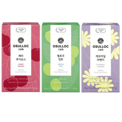 OSULLOC Jeju Premium Bio koffeinfreier Kräutertee - Kamille, Minze, Kirsche