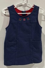 VTG Gymboree Toddler Jumper Dress Small Blue Floral Rainbow Tag Pockets