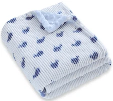 BORITAR Baby Blanket: Super Soft Corduroy, Blue Whale, 30x40" for Crib/Stroller
