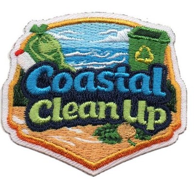 Girl Boy Cub Beach COASTAL CLEAN UP Pick Fun Patches Badges SCOUT GUIDE Litter