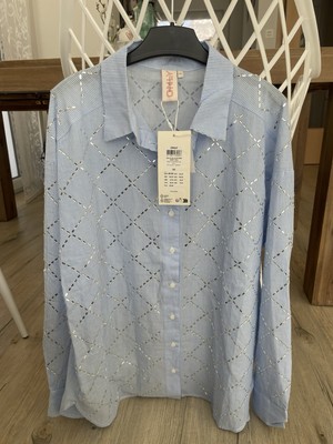 Bluse Only Julie Blau Silber Gr. XS Gr. 34 Neu