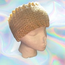 handmade in vermont, chunky acrylic knit cream headband, one size nwot
