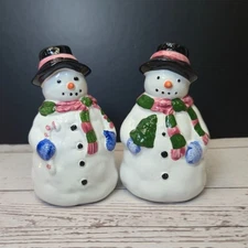 Vintage Snowman Salt and Pepper Shakers Ceramic Christmas Holiday Table Winter