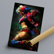 Harley Quinn Poster Farbig Dekoration Kunst Wandbild Superheld Suicide Squad