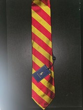 Polo By Ralph Lauren Gold Red Stripe Classic Tie - Hand Made in Italy ORG 175