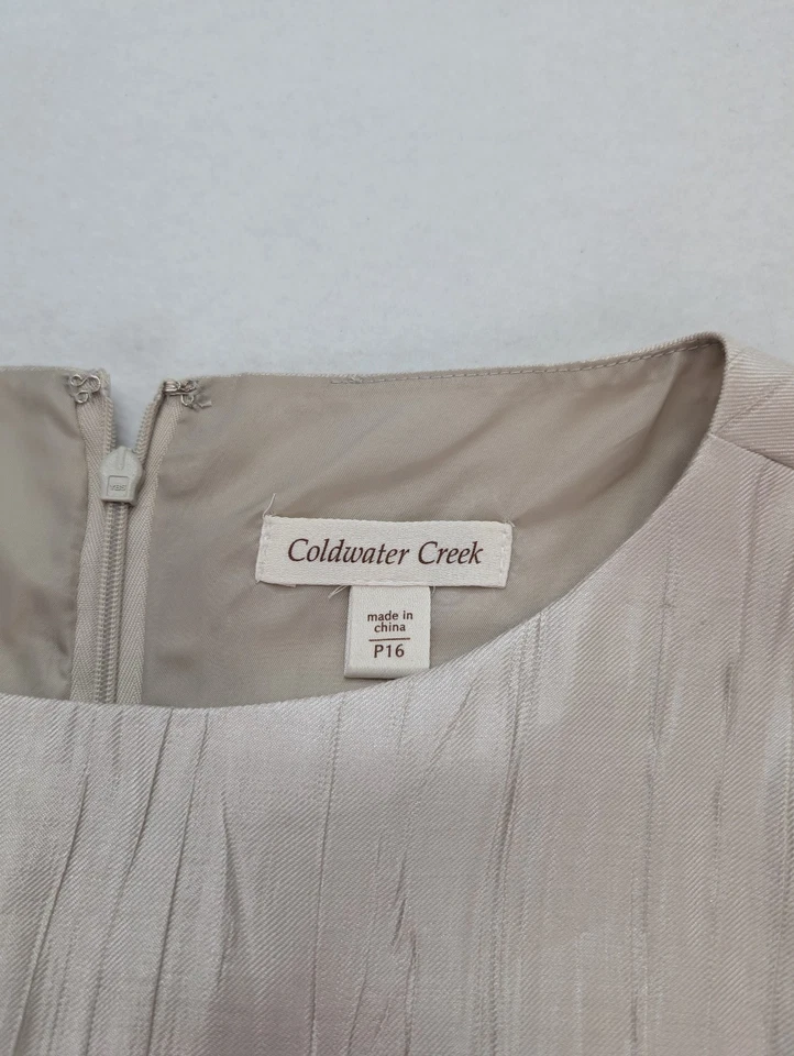 Vestido para mujer Coldwater Creek talla 16P funda texturizada beige champán Foto 4 de 4