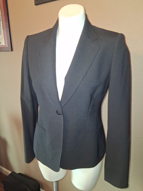 Anne Klein Size 8 Women's One Button Blazer Jacket Gray Career Work